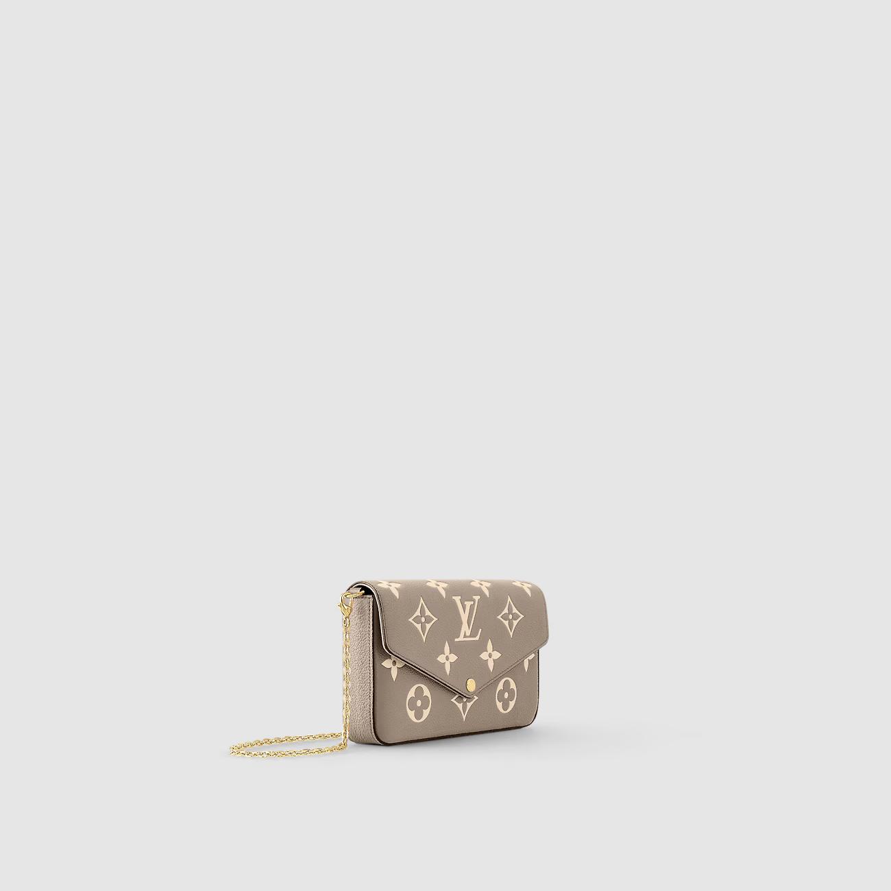 Túi Louis Vuitton Félicie Pochette Nữ Monogram Empreinte Xám Kem